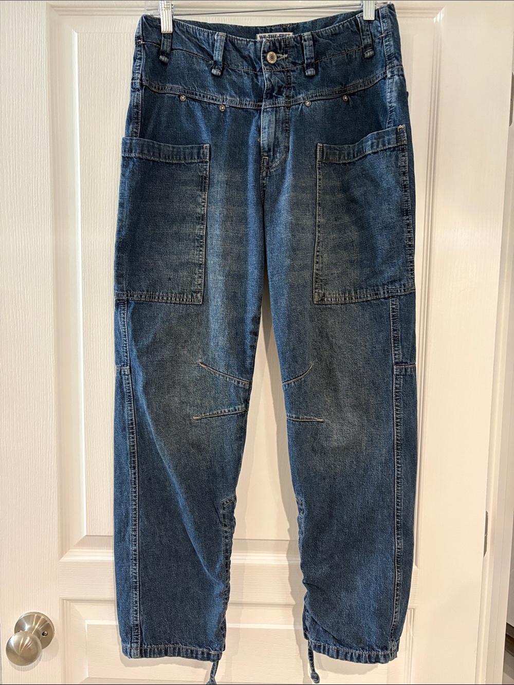 We The Free Relaxed Barrel Jeans in Dark Blue Denim